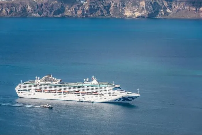Framed Print : Cruise ships in Thira on Santorini island, Greece. Beautiful landscape with sea view. Cruise ships at the sea near the islands. Santorini island Framed Print : Cruise ships in Thira on Santorini island, Greece. Beautiful landscape with sea view. Cruise ships at the sea near the islands. Santorini island