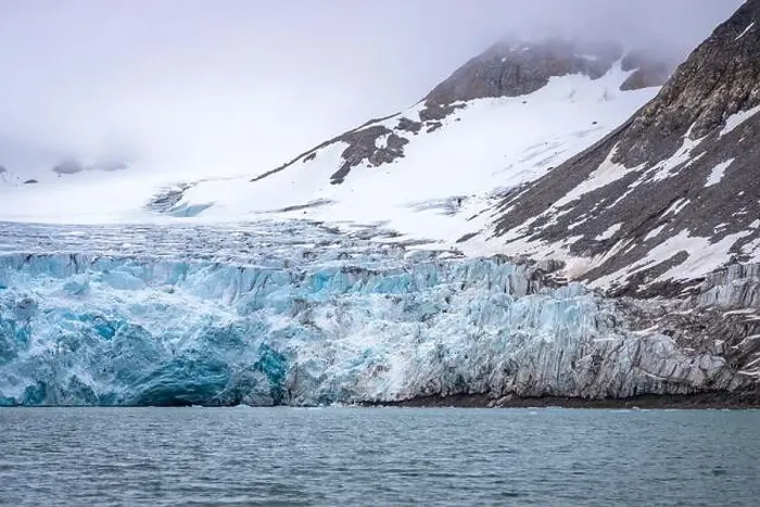 Framed Print : cruising in the Arctic in the Magdalensfjord on Svalbard along a glacier Framed Print : cruising in the Arctic in the Magdalensfjord on Svalbard along a glacier