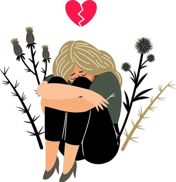 Framed Print : Crying girl with sad feeling. Cartoon young lady with with broken heart Framed Print : Crying girl with sad feeling. Cartoon young lady with with broken heart