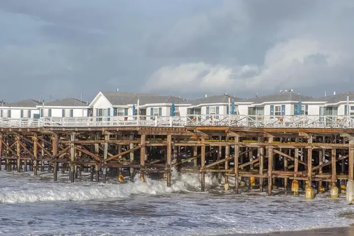 Framed Print : Crystal Pier on a stormy winter morning. Mission Beach, San Diego, California Framed Print : Crystal Pier on a stormy winter morning. Mission Beach, San Diego, California