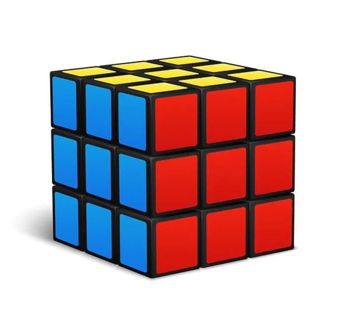 Framed Print : Cube toy puzzle vector illustration. Game with box colored to order Framed Print : Cube toy puzzle vector illustration. Game with box colored to order