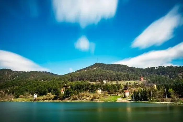 Framed Print : Cubuk Lake in Goynuk District of Bolu, Turkey. Beautiful lake view with windmills Framed Print : Cubuk Lake in Goynuk District of Bolu, Turkey. Beautiful lake view with windmills