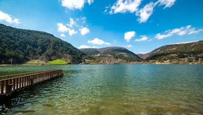 Framed Print : Cubuk Lake in Goynuk District of Bolu, Turkey. Beautiful lake view with windmills Framed Print : Cubuk Lake in Goynuk District of Bolu, Turkey. Beautiful lake view with windmills