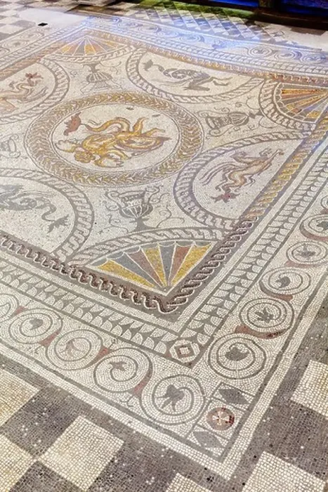 Framed Print : Cupid on a Dolphin mosaic on display at Fishbourne Roman Palace, near Chichester, West Sussex UK Framed Print : Cupid on a Dolphin mosaic on display at Fishbourne Roman Palace, near Chichester, West Sussex UK