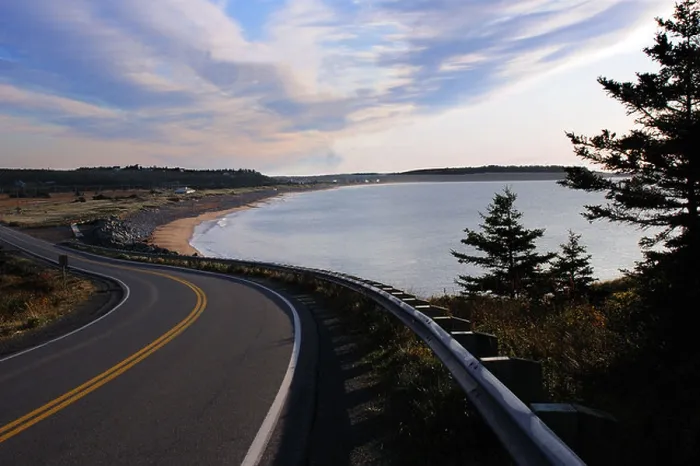 Framed Print : Curve in road leading down to East Lawrencetown beach Framed Print : Curve in road leading down to East Lawrencetown beach
