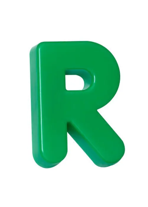 Framed Print : A cut out shot of a green plastic letter 'R' Framed Print : A cut out shot of a green plastic letter 'R'