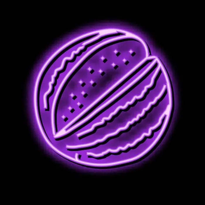 Framed Print : cut watermelon neon glow icon illustration