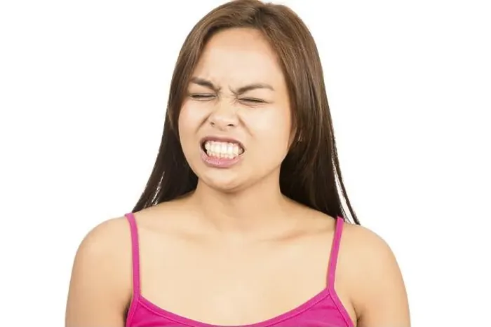 Framed Print : A cute angry Asian woman, eyes closed Framed Print : A cute angry Asian woman, eyes closed
