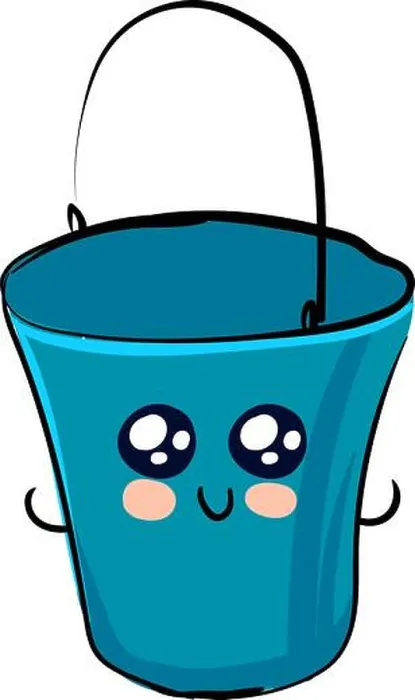 Framed Print : Cute blue bucket, illustration, vector on white background Framed Print : Cute blue bucket, illustration, vector on white background