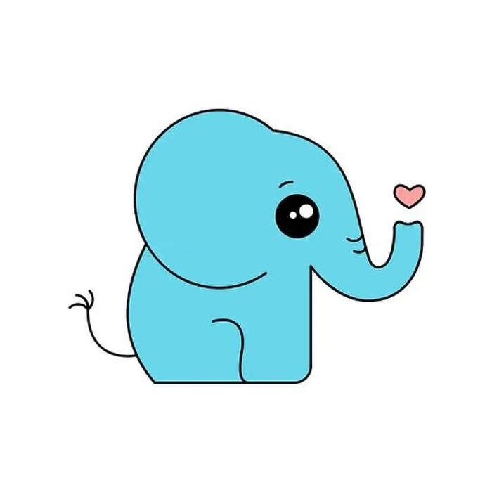 Framed Print : Cute blue elephant side view. Funny animal cartoon character. Elephant sitting. Kawaii. Baby elephant with heart. Childish drawing with outline.Vector Framed Print : Cute blue elephant side view. Funny animal cartoon character. Elephant sitting. Kawaii. Baby elephant with heart. Childish drawing with outline.Vector