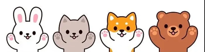 Framed Print : Cute cartoon animals with raised paws for hug Framed Print : Cute cartoon animals with raised paws for hug