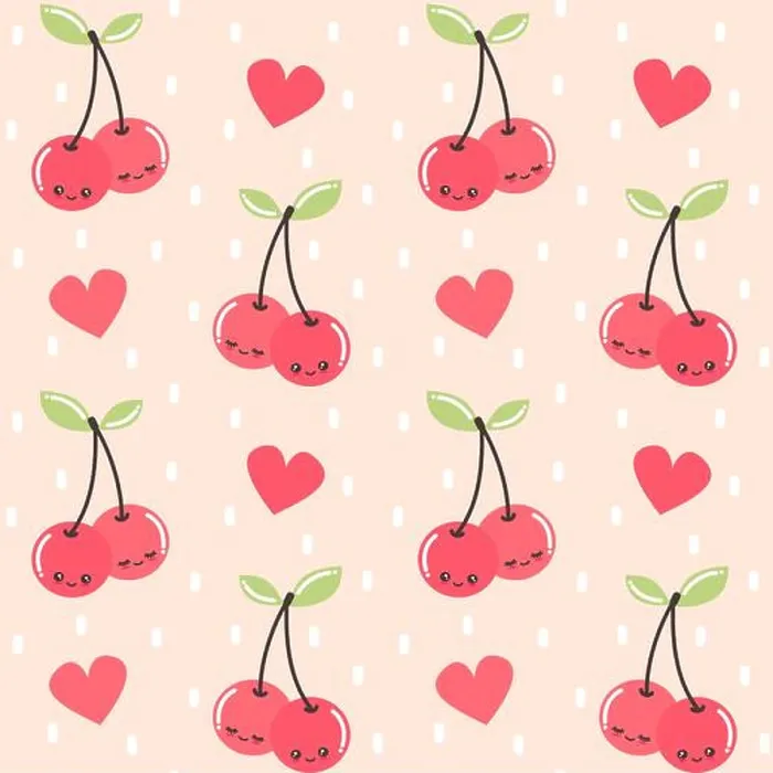 Framed Print : cute cartoon cherries character seamless vector pattern background illustration Framed Print : cute cartoon cherries character seamless vector pattern background illustration