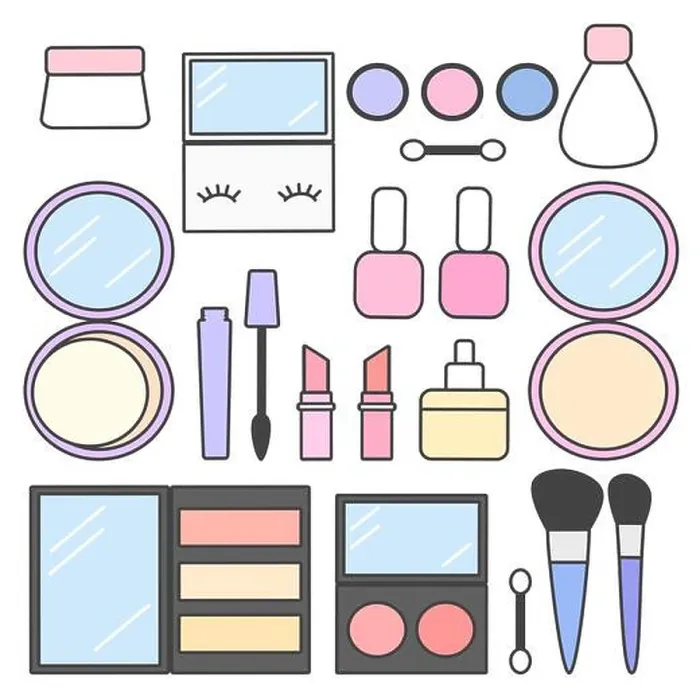 Framed Print : cute cartoon vector makeup beauty set collection Framed Print : cute cartoon vector makeup beauty set collection