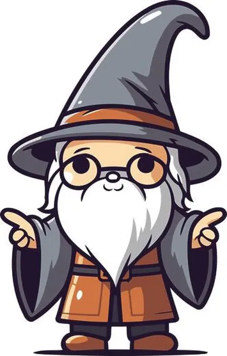 Framed Print : Cute Cartoon Wizard Wearing Old Fashioned Clothes. Vector Illustration Framed Print : Cute Cartoon Wizard Wearing Old Fashioned Clothes. Vector Illustration