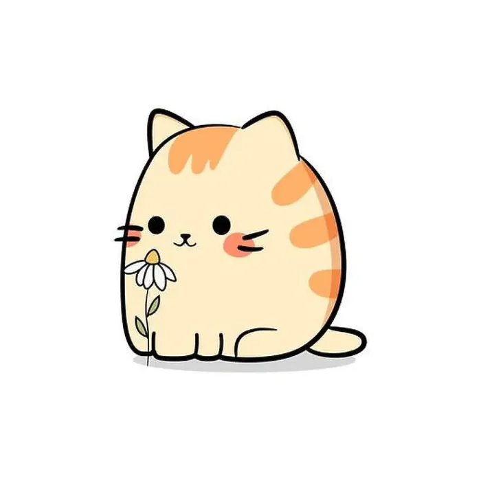 Framed Print : Cute cat in kawaii style. Vector illustration