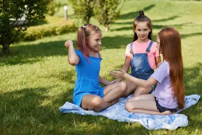 Framed Print : cute children girls playing together in the park Framed Print : cute children girls playing together in the park