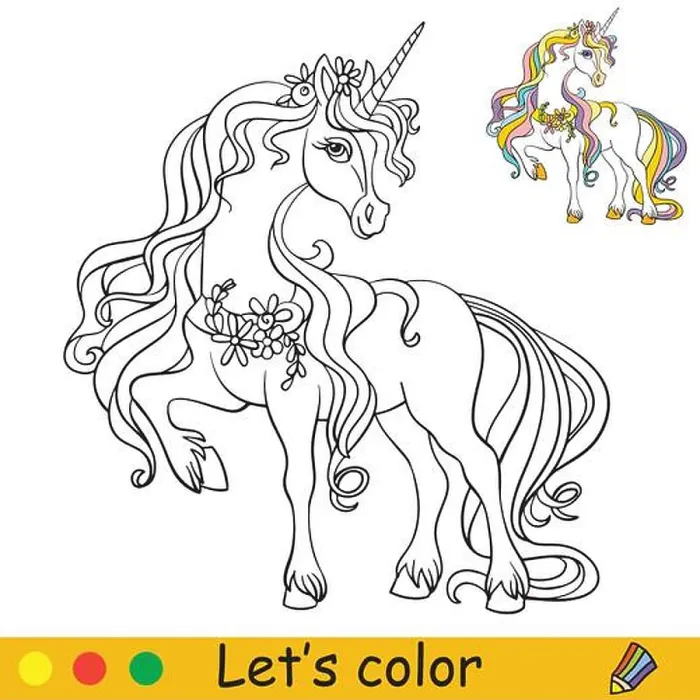 Framed Print : Cute elegant unicorn with flowers Framed Print : Cute elegant unicorn with flowers