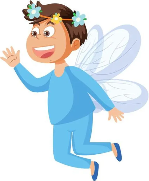 Framed Print : Cute fairy boy cartoon character illustration Framed Print : Cute fairy boy cartoon character illustration