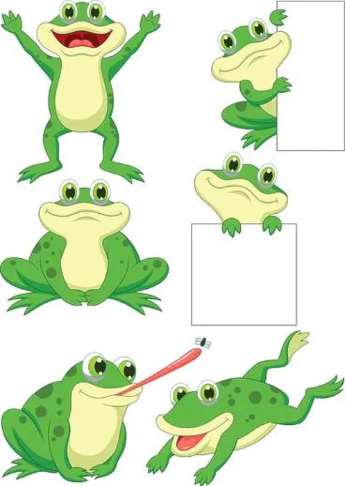Framed Print : Cute frog cartoon collection set Framed Print : Cute frog cartoon collection set