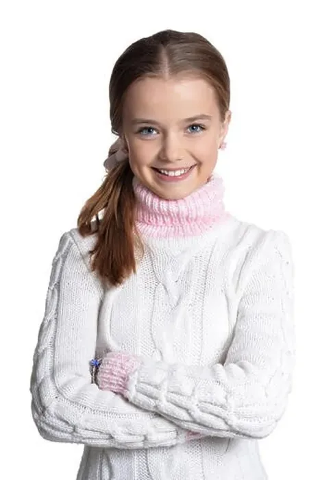 Framed Print : Cute girl in casual clothing posing isolated on white background