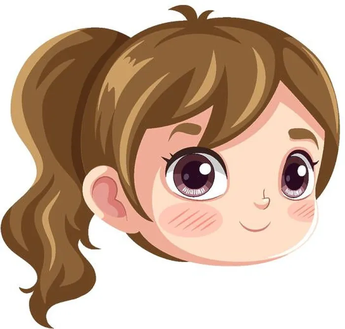 Framed Print : Cute girl with ponytail cartoon head illustration Framed Print : Cute girl with ponytail cartoon head illustration