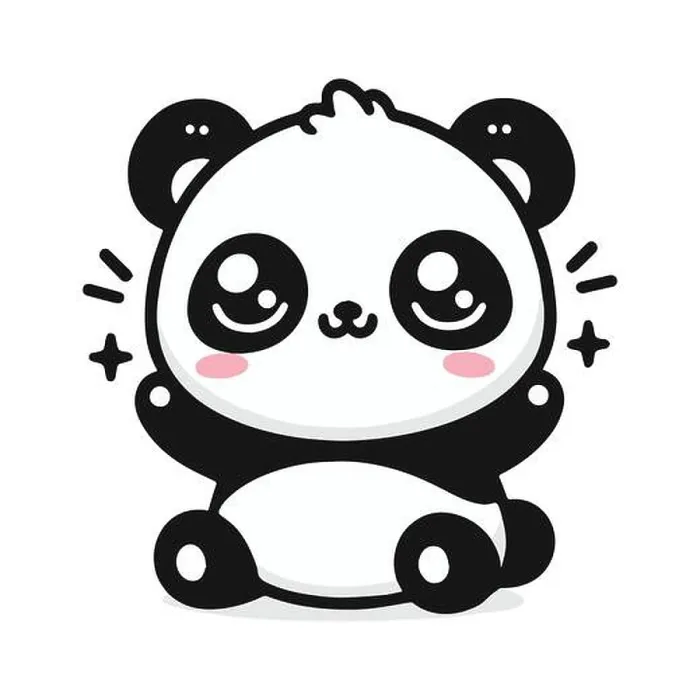 Framed Print : Cute Kawaii Panda Bear Mascot. Cartoon Funny Smiling Happy Panda Sticker Framed Print : Cute Kawaii Panda Bear Mascot. Cartoon Funny Smiling Happy Panda Sticker