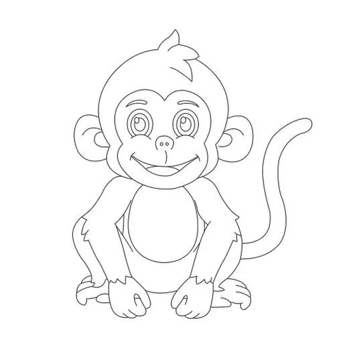Framed Print : Cute little monkey outline coloring page for kids animal coloring book cartoon vector illustration Framed Print : Cute little monkey outline coloring page for kids animal coloring book cartoon vector illustration