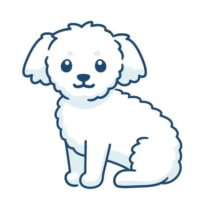 Framed Print : Cute little white fluffy dog. Bichon puppy drawing, simple vector illustration Framed Print : Cute little white fluffy dog. Bichon puppy drawing, simple vector illustration