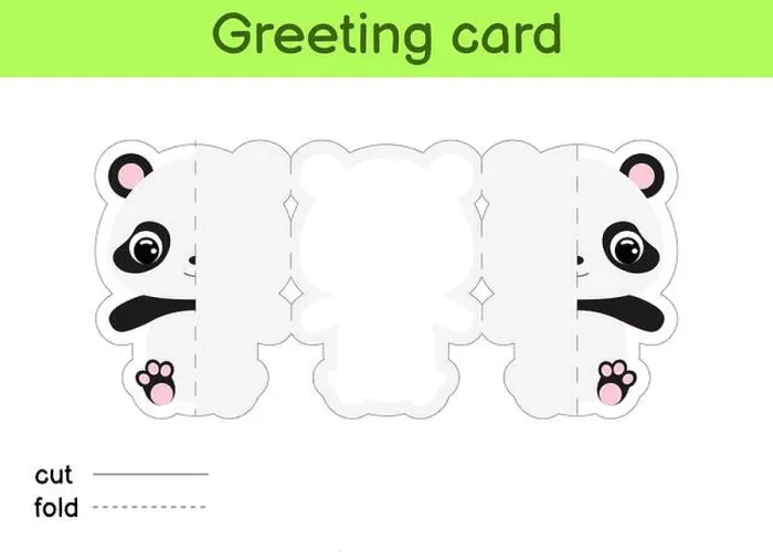 Framed Print : Cute panda fold-a-long greeting card template Framed Print : Cute panda fold-a-long greeting card template