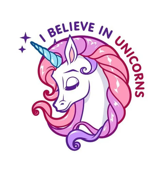 Framed Print : Cute pink unicorn logo with slogan. Isolated vector illustration Framed Print : Cute pink unicorn logo with slogan. Isolated vector illustration