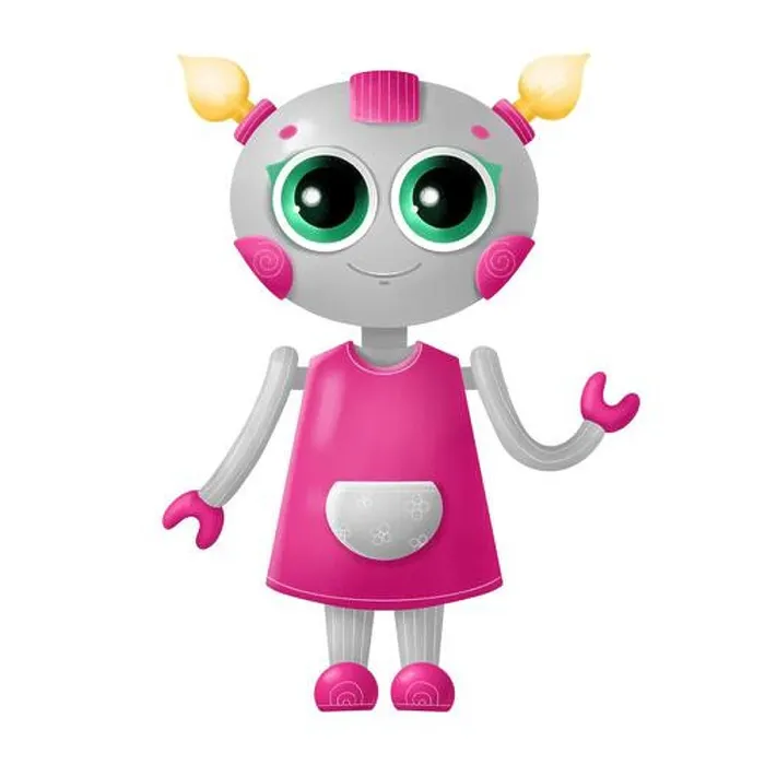 Framed Print : Cute robot girl isolated on white background. Robot for kids Framed Print : Cute robot girl isolated on white background. Robot for kids