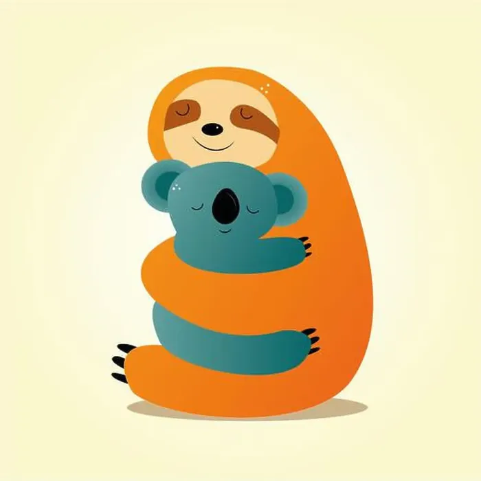 Framed Print : cute sloth hugging koala. baby illustration Framed Print : cute sloth hugging koala. baby illustration