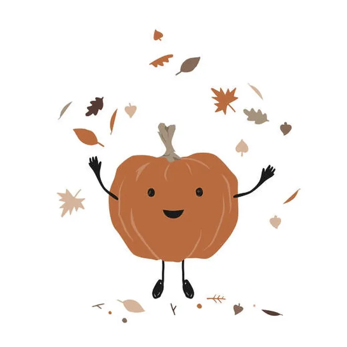 Framed Print : Cute smiling pumpkin throwing up leaves in the air. Cartoon Autumn character enjoying fall season, vector illustration Framed Print : Cute smiling pumpkin throwing up leaves in the air. Cartoon Autumn character enjoying fall season, vector illustration