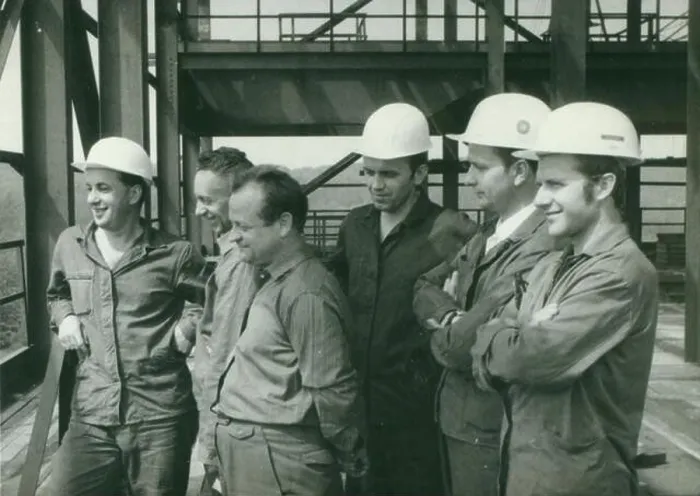 Framed Print : THE CZECHOSLOVAK SOCIALIST REPUBLIC - CIRCA 1970s: Retro photo shows construction workers. Vintage photography Framed Print : THE CZECHOSLOVAK SOCIALIST REPUBLIC - CIRCA 1970s: Retro photo shows construction workers. Vintage photography