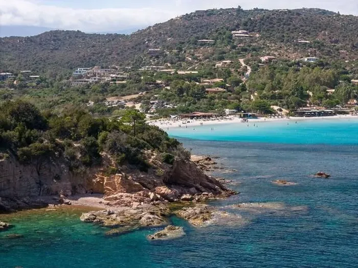 Framed Print : Da Mare By Sea Lounge in Porto-Vecchio and surrounding beach aerial view, Corsica France Framed Print : Da Mare By Sea Lounge in Porto-Vecchio and surrounding beach aerial view, Corsica France