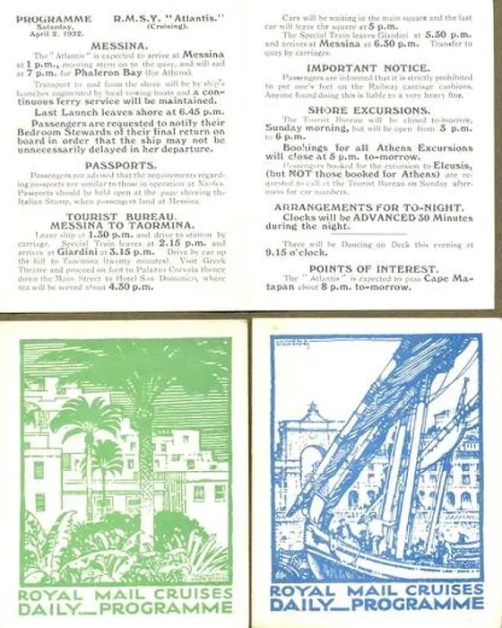 Framed Print : Daily programme for a Royal Mail Cruise by artist Kenneth Shoesmith Framed Print : Daily programme for a Royal Mail Cruise by artist Kenneth Shoesmith