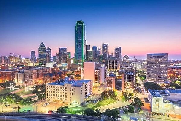 Dallas, Texas, USA downtown city skyline at twilight