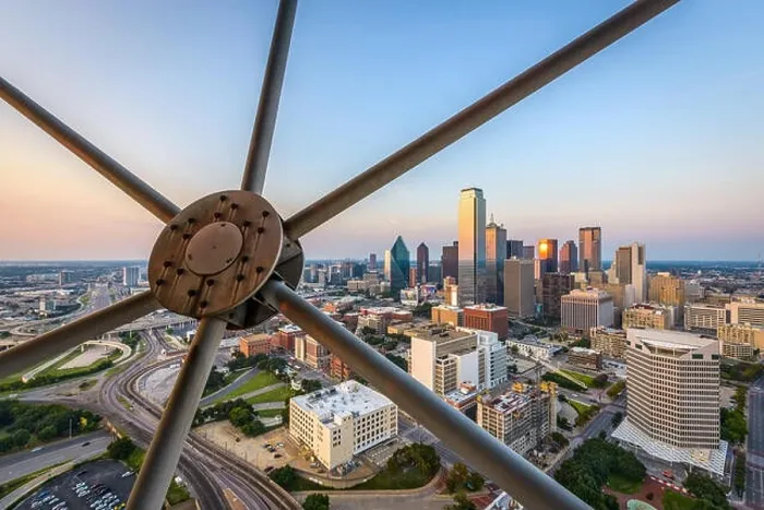 Framed Print : Dallas, Texas, USA downtown skyline at dusk viewed from above Framed Print : Dallas, Texas, USA downtown skyline at dusk viewed from above