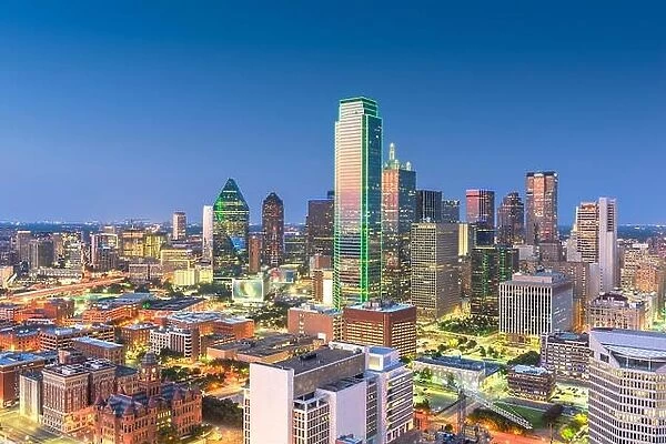 Dallas, Texas, USA skyline over Dealey Plaza
