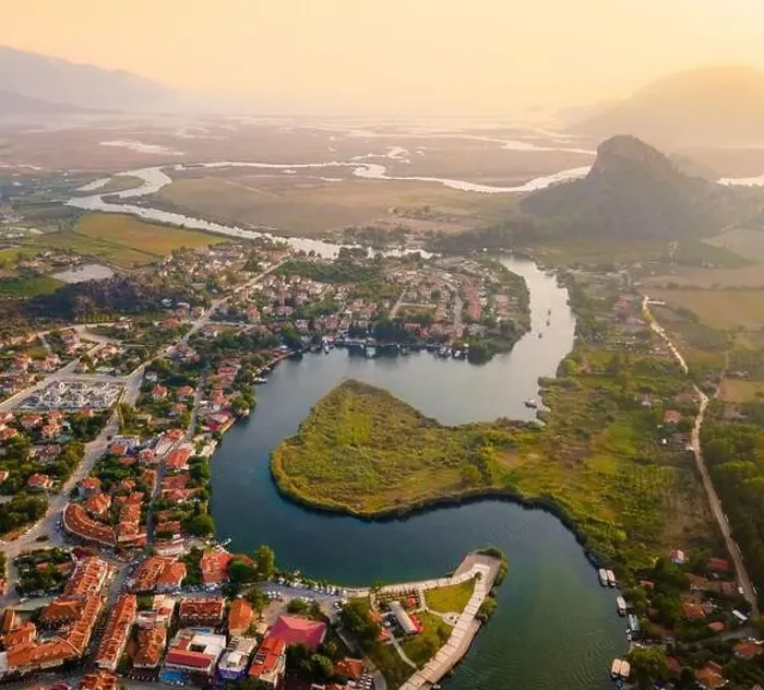 Framed Print : Dalyan Lagoon in the Aegean Sea Drone Photo, Ortaca Mugla Turkey. High quality photo Framed Print : Dalyan Lagoon in the Aegean Sea Drone Photo, Ortaca Mugla Turkey. High quality photo