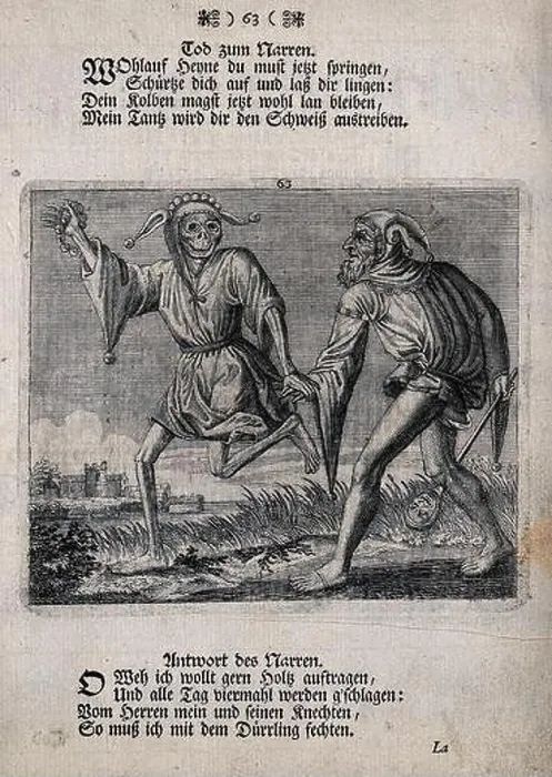 Framed Print : Dance of death: death and the fool