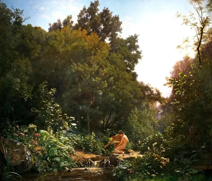 Framed Print : Daphnis et Chloé (1872) by François Louis Français 1814-1897 France French Framed Print : Daphnis et Chloé (1872) by François Louis Français 1814-1897 France French