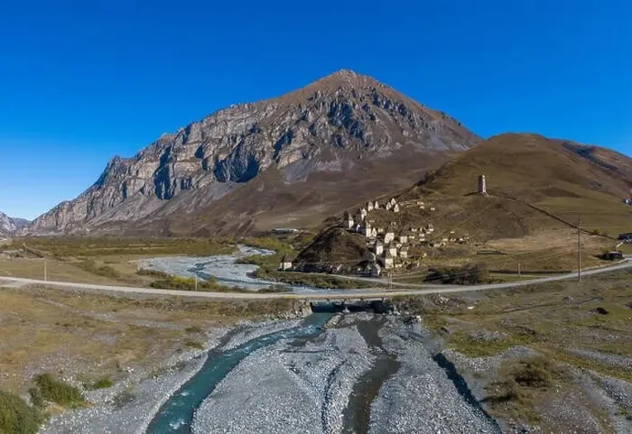 Framed Print : Dargavs, the medieval city of the dead in the mountains of the Caucasus. North Ossetia. Shot on a drone Framed Print : Dargavs, the medieval city of the dead in the mountains of the Caucasus. North Ossetia. Shot on a drone