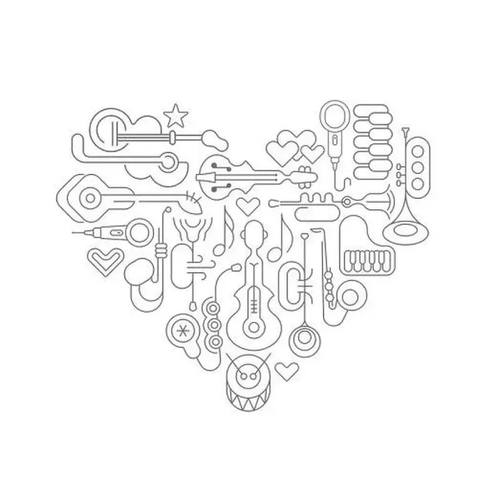 Framed Print : Dark grey line art isolated on a white background Musical Heart vector illustration Framed Print : Dark grey line art isolated on a white background Musical Heart vector illustration