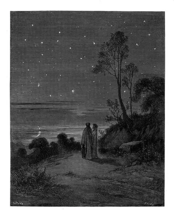 Framed Print : The Darkening Sky of the First Night From the Divine Comedy by 14th century Italian poet Dante Alighieri