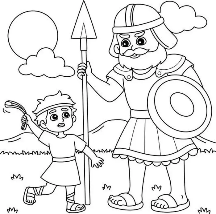 Framed Print : David and Goliath Coloring Page for Kids Framed Print : David and Goliath Coloring Page for Kids