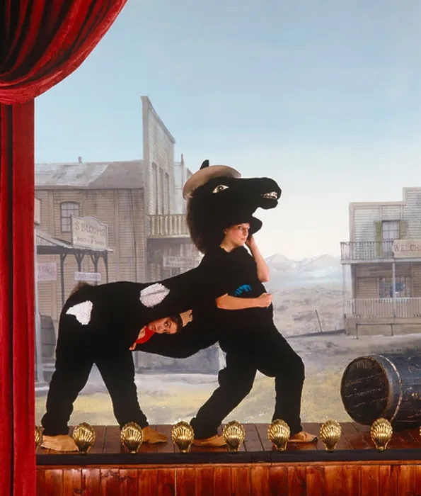 Framed Print : Dawn French and Jennifer Saunders as two halves of a pantomime horse