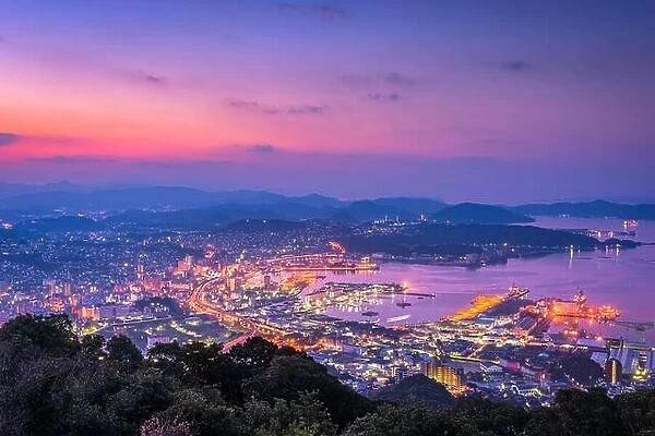 Dawn skyline over Sasebo, Nagasaki, Japan