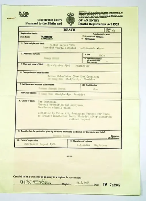 Framed Print : Death Certificate
