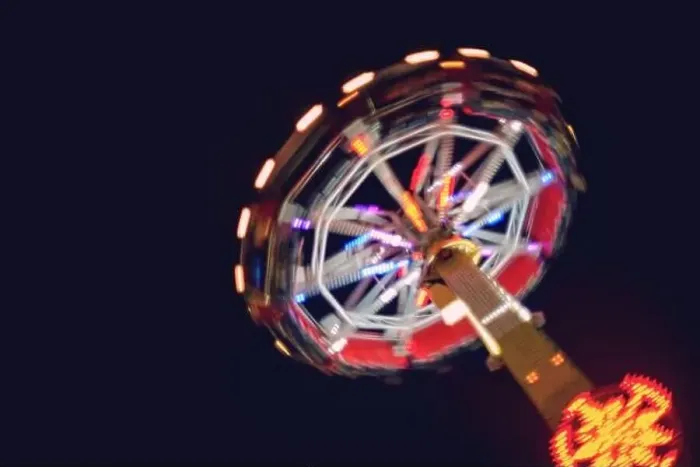 Framed Print : Defocused and motion blurred photo of Evolution named fun device in the izmir amusement park Framed Print : Defocused and motion blurred photo of Evolution named fun device in the izmir amusement park